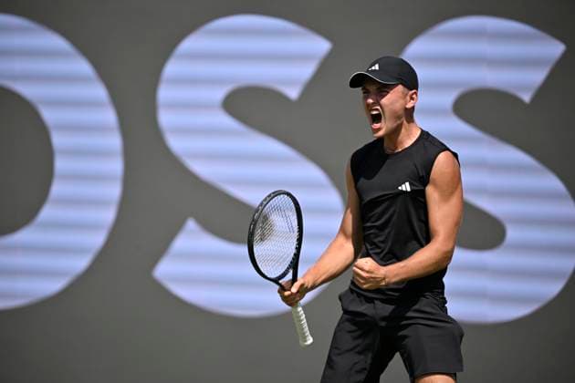 Justin Engel GER jubilation, joy, emotion, emotional, jubilant, lucky, happy, tennis men BOSS Open ATP 250 Stuttgart 2025 Weissenhof BOSS Open ATP 250 Stuttgart 2025