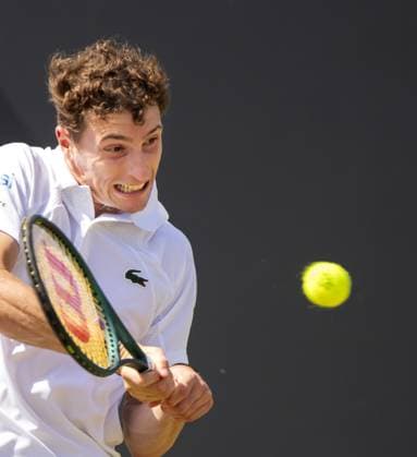 DEN BOSCH - Ugo Humbert (FRA) in his match against Nuno Borges (POR) during the quarterfinals of the Libema Open. The tennis tournament takes place at the Autotron in Rosmalen. ANP SANDER KONING xVIxANPxSportx xxANPxIVx 529834193 originalFilename: 529834193.jpg