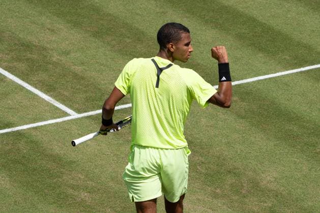 Felix Auger Aliassime victory, emotions, joy, relief, Justin Engel vs Felix Auger Aliassime, Tennis, ATP Tournament, Boss Open, Center Court, Quarterfinals, 13 06 2025, Justin Engel vs Felix Auger Aliassime, Tennis, ATP Tournament, Boss Open, Center Court, Quarterfinals, 13 06 2025, Stuttgart Copyright: xEibner-Pressefoto EdwardxCheungx EP_ECG