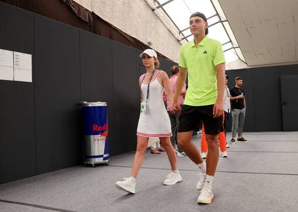 BAU Stuttgart Tennis , BOSS Open, Justin Engel GER with his girlfriend Elisabeth Brixel