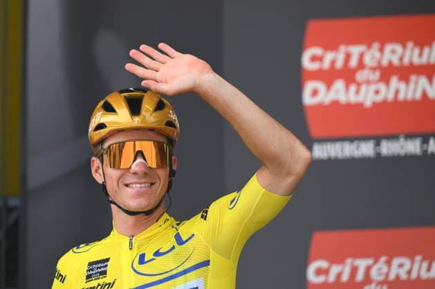 Criterium du Dauphine 2025 Stage 6 COMBLOUX, FRANCE - JUNE 13 : Evenepoel Remco (BEL) of Soudal - Quick Step during stage 6 of the 77th edition of Criterium du Dauphine Libere an UCI World Tour 2.UWT cycling road race stage for Men Elite of 126.7 km with start in Valserhone and finish in Combloux on June 13, 2025 in Combloux, France, 13 06 2025 ( Motordriver Kenny Verfaillie - Combloux France  Copyright: xVincentxKalutx