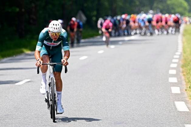 Criterium du Dauphine 2025 Stage 6 COMBLOUX, FRANCE - JUNE 13 : Van Der Poel Mathieu (NED) of Alpecin - Deceuninck attacking during stage 6 of the 77th edition of Criterium du Dauphine Libere an UCI World Tour 2.UWT cycling road race stage for Men Elite of 126.7 km with start in Valserhone and finish in Combloux on June 13, 2025 in Combloux, France, 13 06 2025 ( Motordriver Kenny Verfaillie - Combloux France  Copyright: xVincentxKalutx