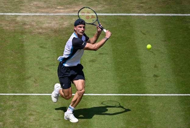 Marton Fucsovics HUN Action Tennis Men BOSS Open ATP 250 Stuttgart 2025 Weissenhof BOSS Open ATP 250 Stuttgart 2025