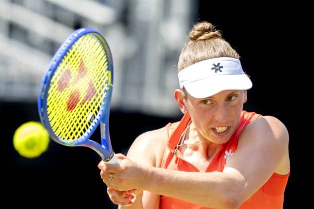 DEN BOSCH - Elise Mertens (BEL) in her match against Yue Yuan (CHN) during the quarterfinals of the Libema Open. The tennis tournament takes place at the Autotron in Rosmalen. ANP SANDER KONING xVIxANPxSportx xxANPxIVx 529839173 originalFilename: 529839173.jpg