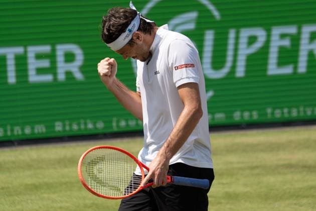 Taylor Fritz emotions, jubilation, joy, Marton Fucsovics vs Taylor Fritz, tennis, ATP tournament, Boss Open, Center Court, quarter-finals, 13 06 2025, Marton Fucsovics vs Taylor Fritz, tennis, ATP tournament, Boss Open, Center Court, quarter-finals, 13 06 2025, Stuttgart Copyright: xEibner-Pressefoto EdwardxCheungx EP_ECG