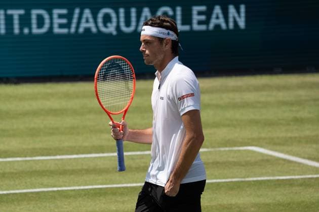 Taylor Fritz emotions, jubilation, joy, Marton Fucsovics vs Taylor Fritz, tennis, ATP tournament, Boss Open, Center Court, quarter-finals, 13 06 2025, Marton Fucsovics vs Taylor Fritz, tennis, ATP tournament, Boss Open, Center Court, quarter-finals, 13 06 2025, Stuttgart Copyright: xEibner-Pressefoto EdwardxCheungx EP_ECG