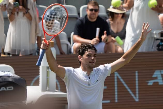 Taylor Fritz emotions, jubilation, joy, Marton Fucsovics vs Taylor Fritz, tennis, ATP tournament, Boss Open, Center Court, quarter-finals, 13 06 2025, Marton Fucsovics vs Taylor Fritz, tennis, ATP tournament, Boss Open, Center Court, quarter-finals, 13 06 2025, Stuttgart Copyright: xEibner-Pressefoto EdwardxCheungx EP_ECG