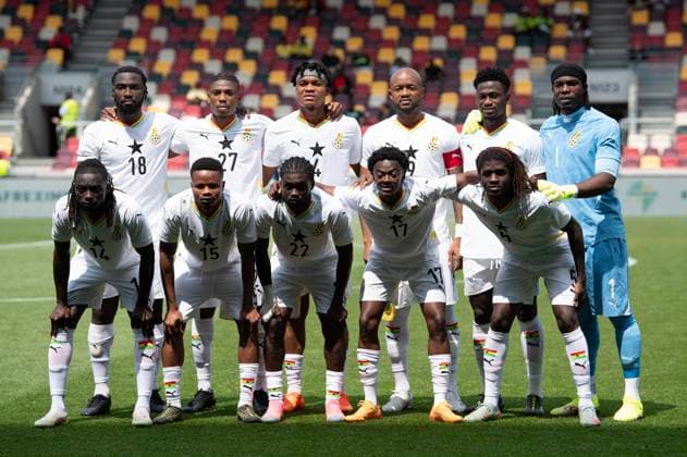 Ghana v Trinidad and Tobago - The Unity Cup 3rd 4th Play Off BRENTFORD, ENGLAND - MAY 31: Ghana players pose for a team photograph prior to the The Unity Cup 3rd 4th Play Off match between Ghana and Trinidad and Tobago at Gtech Community Stadium on May 31, 2025 in Brentford, England. Brentford Gtech Community Stadium England United Kingdom Copyright: xVisionhausx 776323265