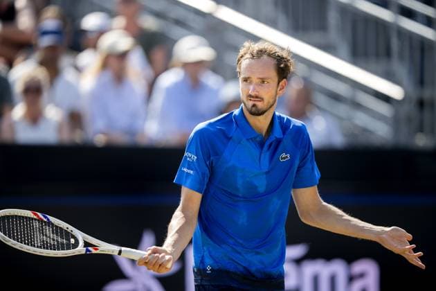 DEN BOSCH - Daniil Medvedev (RUS) in his match against Reilly Opelka (USA) during the quarterfinals of the Libema Open. The tennis tournament takes place at the Autotron in Rosmalen. ANP SANDER KONING xVIxANPxSportx xxANPxIVx 529845241 originalFilename: 529845241.jpg