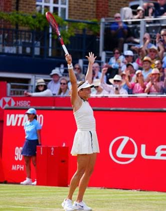 Tennis, WTA-Turnier in London, Queens Club Tatjana Maria celebrates her quarter final win over Elena Rybakina Queen s Club Championships, Day 5, Queen s Club, West Kensington, London - 13 Jun 2025  Copyright: xJavierxGarcia Shutterstockx 15354720j