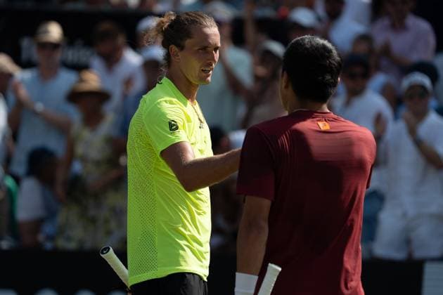 Alexander Zverev victory, emotions, joy, relief, Alexander Zverev vs Brandon Nakashima, Tennis, ATP Tournament, Boss Open, Center Court, quarter-finals, 13 06 2025, Alexander Zverev vs Brandon Nakashima, Tennis, ATP Tournament, Boss Open, Center Court, quarter-finals, 13 06 2025, Stuttgart Copyright: xEibner-Pressefoto EdwardxCheungx EP_ECG