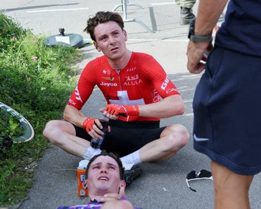 13 06 2025 Gippingen Switzerland Cycling GP Gippingen Grand Prix of the Canton of Aargau Picture Mauro Schmid SUI Team Jayco Alula after the end of the race