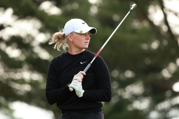 Meijer LPGA, Golf Damen Classic BELMONT, MICHIGAN-JUNE 13: Frida Kinhult of Sweden plays her tee shot on the 11th hole during the second round of the Meijer LPGA Classic for Simply Give golf tournament at Blythefield Country Club in Belmont, MI, USA Friday, June 13, 2025. Belmont Michigan United States  Copyright: xJorgexLemusx originalFilename:lemus-meijerlp250613_npf9H.jpg