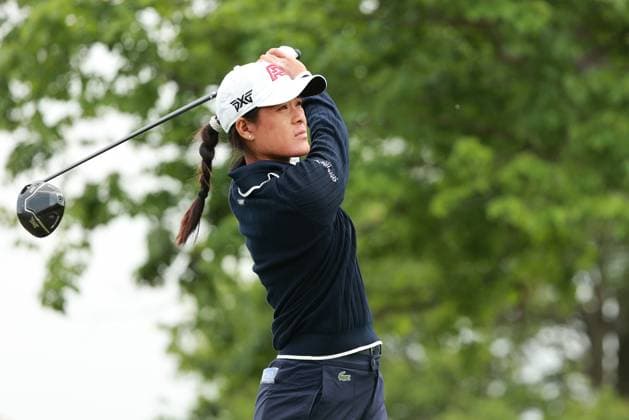 Meijer LPGA, Golf Damen Classic BELMONT, MICHIGAN-JUNE 13: Celine Boutier of France plays her tee shot on the second hole during the second round of the Meijer LPGA Classic for Simply Give golf tournament at Blythefield Country Club in Belmont, MI, USA Friday, June 13, 2025. Belmont Michigan United States  Copyright: xJorgexLemusx originalFilename:lemus-meijerlp250613_npgGx.jpg