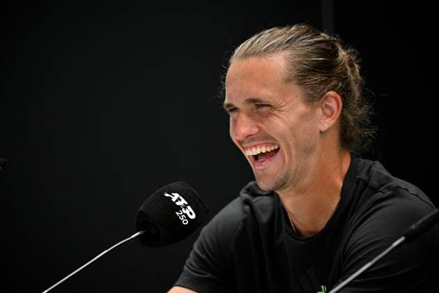 PK Press Conference Alexander Zverev GER Portrait laughs heartily Tennis Men BOSS Open ATP 250 Stuttgart 2025 Weissenhof BOSS Open ATP 250 Stuttgart 2025