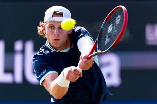 2025-06-13 2025 Libema Open Grass Court Championships ROSMALEN, NETHERLANDS - JUNE 13: Zizou Bergs of Belgium in action during Day Five of 2025 Libema Open Grass Court Championships at Autotron on June 13, 2025 in Rosmalen, Netherlands. Rosmalen Autotron Netherlands Content not available for redistribution in The Netherlands directly or indirectly through any third parties. Copyright: xJorisxVerwijstx
