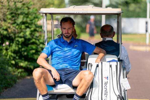 Sport Bilder des Tages 2025-06-13 2025 Libema Open Grass Court Championships Autotron ROSMALEN, NETHERLANDS - JUNE 13: Daniil Medvedev of Russia during the 2025 Libema Open Grass Court Championships at Autotron on June 13, 2025 in Rosmalen, Netherlands. Rosmalen Autotron Netherlands Content not available for redistribution in The Netherlands directly or indirectly through any third parties. Copyright: xMarleenxFouchierx
