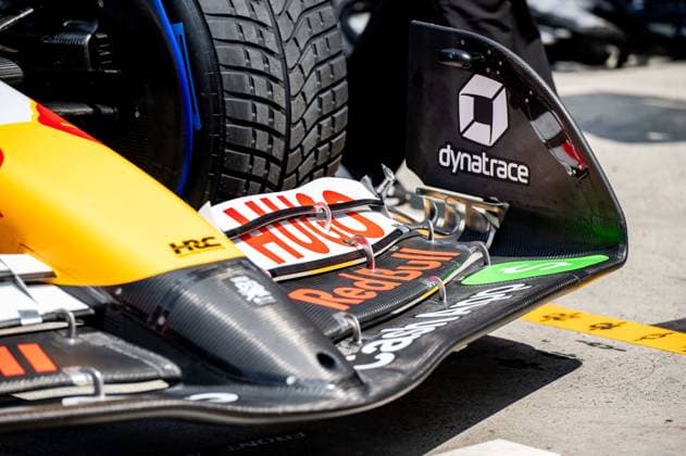 F1 - CANADIAN GRAND PRIX 2025 Visa Cash App RB F1 Team, mechanical detail aerodynamism, aerodynamic, aerodynamics front wing during the Formula 1 Pirelli Grand Prix du Canada 2025, 10th round of the 2025 FIA Formula One World Championship, WM, Weltmeisterschaft from June 14 to 16, 2025 on the Circuit Gilles Villeneuve, in MontrÃ al, Canada - MontrÃ alCanada  Copyright: xALBERTOxVIMERCATIx