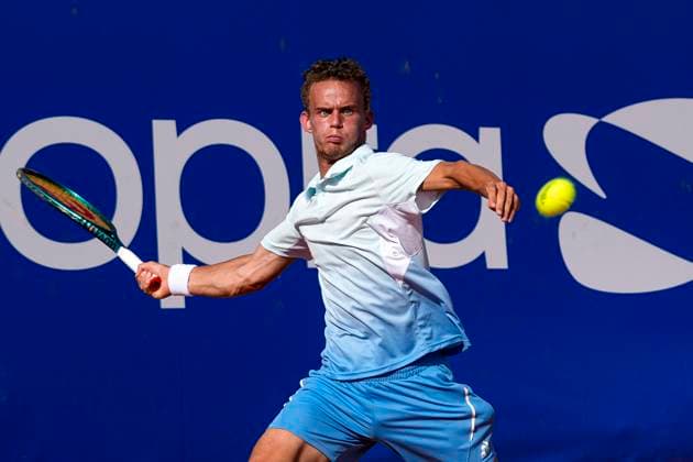TENNIS : Open Sopra Steria - Lyon Villeurbanne 13 06 2025 Daniel Merida (ESP) vs Luca Van Assche (FRA) lors du tournoi de tennis ATP, Tennis Herren Challenger Tour, Open Sopra Steria Ã Lyon-Villeurbanne, le 13 06 2025. Photo Sandrine Thesillat PsNewZ VilleurbanneFrance  Copyright: xSandrinexTHESILLATx