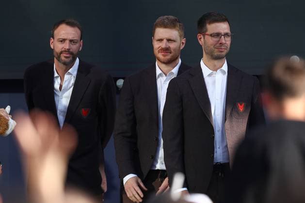 13 06 2025, xtgx, Handball, EHF Champions League Final 4, Opening Party v l Coach team around Jaron Siewert Berlin, Coach Cologne