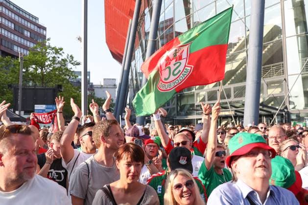 13 06 2025, xgox, Handball, EHF Champions League, Opening Party emspor, v l symbol photo, symbol image, fans, spectators, audience, Magdeburg Cologne