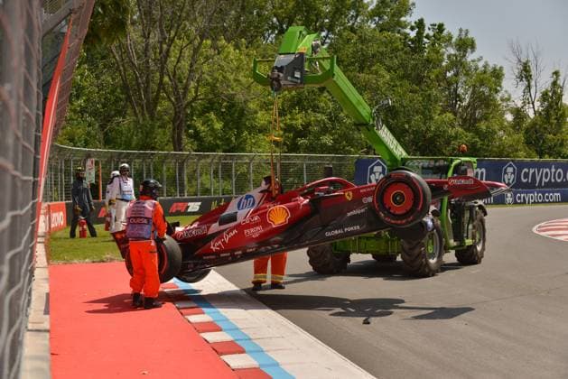 13 06 2025, Circuit Gilles Villeneuve, Montreal, FORMULA 1 PIRELLI GRAND PRIX DU CANADA 2025 , in the picture accident of Charles Leclerc MCO , Scuderia Ferrari HP Photo by Francois Tremblay Hasan Bratic DeFodi Images