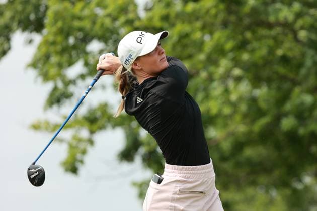 Meijer LPGA, Golf Damen Classic BELMONT, MICHIGAN-JUNE 13: Cassie Porter of Australia plays her tee shot on the second hole during the second round of the Meijer LPGA Classic for Simply Give golf tournament at Blythefield Country Club in Belmont, MI, USA Friday, June 13, 2025. Belmont Michigan United States  Copyright: xJorgexLemusx originalFilename:lemus-meijerlp250613_np2j5.jpg