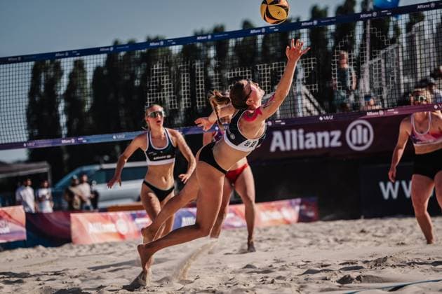 Beach Volleyball Women Allianz German Beach Tour 2025 Tourstop Bremen 13 06 2025 Mila Jancar jumps to the ball Bremen Waterfront Bremen Germany