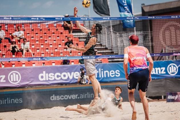 Beach Volleyball Men Allianz German Beach Tour 2025 Tourstop Bremen 13 06 2025 Jannik Kühlborn at the Attack Bremen Waterfront Bremen Germany