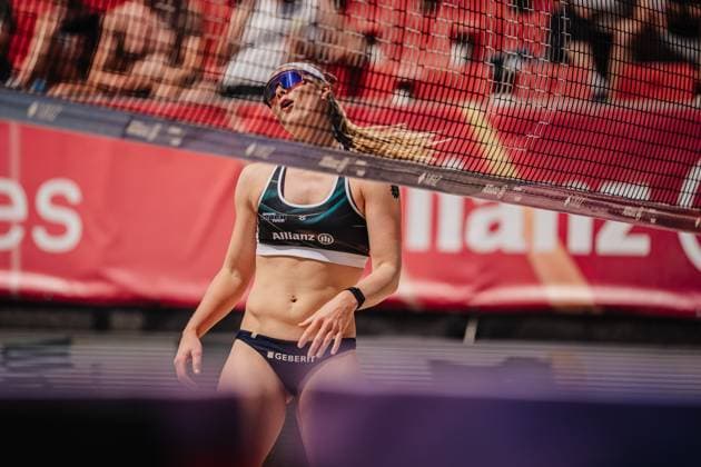 Beach volleyball women Allianz German Beach Tour 2025 Tourstop Bremen 13 06 2025 Anna Behlen annoys Bremen Waterfront Bremen Germany