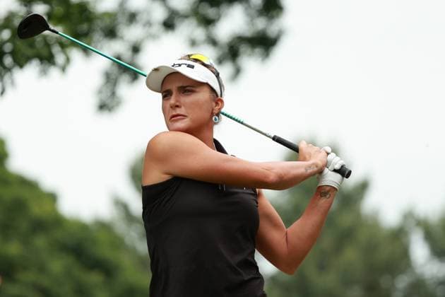 Meijer LPGA, Golf Damen Classic BELMONT, MICHIGAN-JUNE 13: Lexi Thompson of the United States plays her tee shot on the 6th hole during the second round of the Meijer LPGA Classic for Simply Give golf tournament at Blythefield Country Club in Belmont, MI, USA Friday, June 13, 2025. Belmont Michigan United States  Copyright: xJorgexLemusx originalFilename:lemus-meijerlp250613_npCpj.jpg