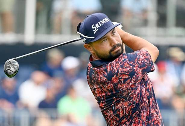 J.J. Spaun tees off on the 10th hole during the second round of the 125th U.S. Open Golf Championship at Oakmont Country Club in Oakmont, Pennsylvania on Friday, June 13, 2025.  PIT20250613657 ARCHIExCARPENTER