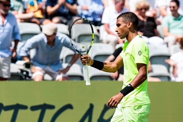 BOSS OPEN ATP250 13 06 2025 Felix Auger Aliassime CAN cheers in the match against Justin Engel GER BOSS OPEN ATP250 Stuttgart, Tennisclub Weissenhof on 13 06 2025 Copyright: xBEAUTIFULxSPORTS Wunderlx