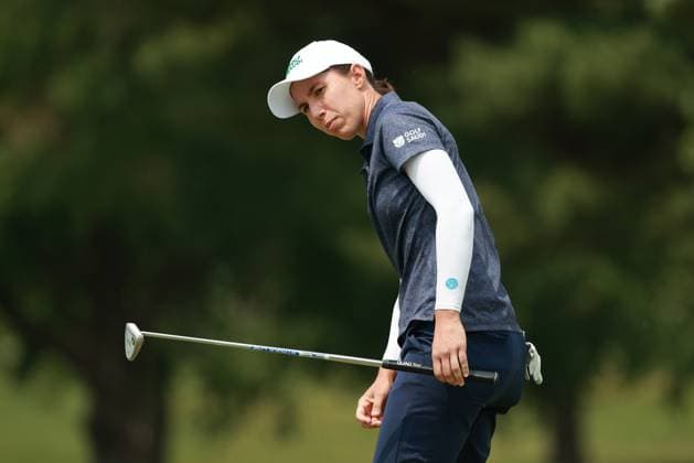 Meijer LPGA, Golf Damen Classic BELMONT, MICHIGAN-JUNE 13: Carlota Ciganda of Spain reacts to her putt on the 8th green during the second round of the Meijer LPGA Classic for Simply Give golf tournament at Blythefield Country Club in Belmont, MI, USA Friday, June 13, 2025. Belmont Michigan United States  Copyright: xJorgexLemusx originalFilename:lemus-meijerlp250613_np7aH.jpg