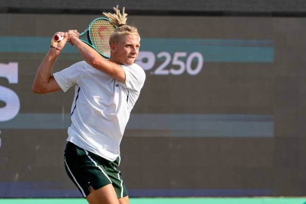 2025-06-13 2025 Libema Open Grass Court Championships Autotron ROSMALEN, NETHERLANDS - JUNE 13: Mark Lajal of Estonia, Mark during the 2025 Libema Open Grass Court Championships at Autotron on June 13, 2025 in Rosmalen, Netherlands. Rosmalen Autotron Netherlands Content not available for redistribution in The Netherlands directly or indirectly through any third parties. Copyright: xMarleenxFouchierx