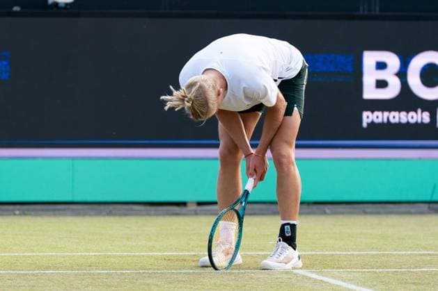2025-06-13 2025 Libema Open Grass Court Championships Autotron ROSMALEN, NETHERLANDS - JUNE 13: Mark Lajal of Estonia during the 2025 Libema Open Grass Court Championships at Autotron on June 13, 2025 in Rosmalen, Netherlands. Rosmalen Autotron Netherlands Content not available for redistribution in The Netherlands directly or indirectly through any third parties. Copyright: xMarleenxFouchierx