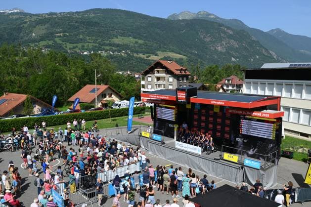 Criterium du Dauphine 2025 Stage 7 VALMEINIER 1800, FRANCE - JUNE 14 : Lidl - Trek during stage 7 of the 77th edition of Criterium du Dauphine Libere an UCI World Tour 2.UWT cycling road race stage for Men Elite of 131.6 km with start in Grand-Aigueblanche and finish in Valmeinier 1800 on June 14, 2025 in Valmeinier 1800, France, 14 06 2025 ( Motordriver Kenny Verfaillie - Valmeinier 1800 France  Copyright: xVincentxKalutx