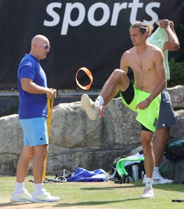 14 06 2025,Boss Open 2025, TC Weissenhof Stuttgart, ATP Tour 250 Tennis, Sport, in the picture condition coach and Alexander Zverev GER