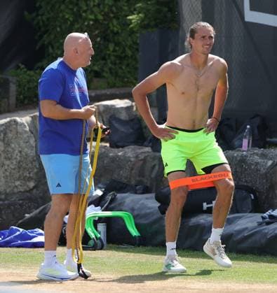 14 06 2025,Boss Open 2025, TC Weissenhof Stuttgart, ATP Tour 250 Tennis, Sport, in the picture condition coach and Alexander Zverev GER