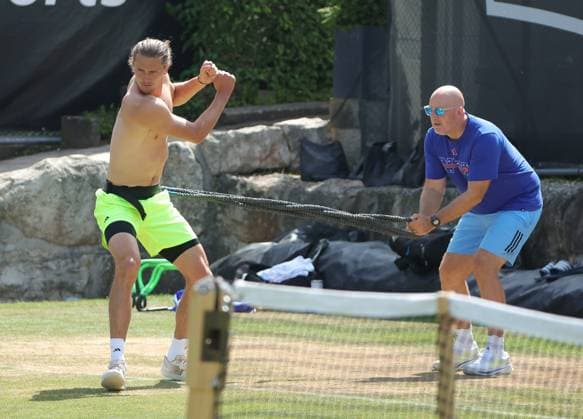 14 06 2025,Boss Open 2025, TC Weissenhof Stuttgart, ATP Tour 250 Tennis, Sport, in the picture Alexander Zverev GER with condition coach