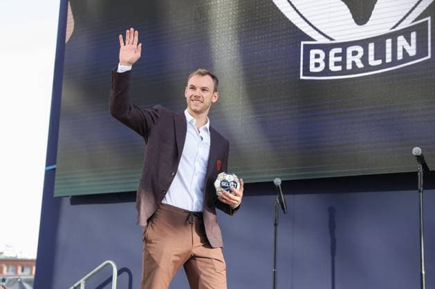 13 06 2025, xgox, Handball, EHF Champions League, Opening Party emspor, v l Mathias Gidsel Berlin, 19 Cologne