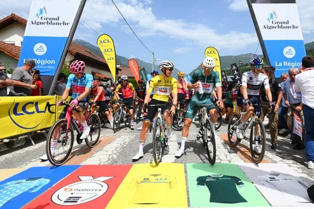 Criterium du Dauphine 2025 Stage 7 VALMEINIER 1800, FRANCE - JUNE 14 : Pogacar Tadej (SLO) of UAE Team Emirates - XRG and Van Der Poel Mathieu (NED) of Alpecin-Deceuninck during stage 7 of the 77th edition of Criterium du Dauphine Libere an UCI World Tour 2.UWT cycling road race stage for Men Elite of 131.6 km with start in Grand-Aigueblanche and finish in Valmeinier 1800 on June 14, 2025 in Valmeinier 1800, France, 14 06 2025 ( Motordriver Kenny Verfaillie - Valmeinier 1800 France  Copyright: xVincentxKalutx