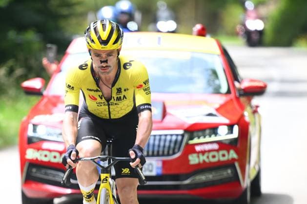 Criterium du Dauphine 2025 Stage 7 VALMEINIER 1800, FRANCE - JUNE 14 : Campenaerts Victor (BEL) of Team Visma - Lease a Bike during stage 7 of the 77th edition of Criterium du Dauphine Libere an UCI World Tour 2.UWT cycling road race stage for Men Elite of 131.6 km with start in Grand-Aigueblanche and finish in Valmeinier 1800 on June 14, 2025 in Valmeinier 1800, France, 14 06 2025 ( Motordriver Kenny Verfaillie - Valmeinier 1800 France  Copyright: xVincentxKalutx