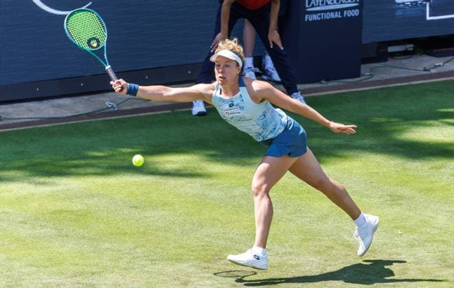 Berlin, 14 06 25, Tennis ecotrans Ladies Open Berlin at Steffi Graf Stadium Ladies, Singles, Krueger USA Friedsam Germany Anna Lena Friedsam Germany returns a ball Berlin Tennis Open by HYLO 2025