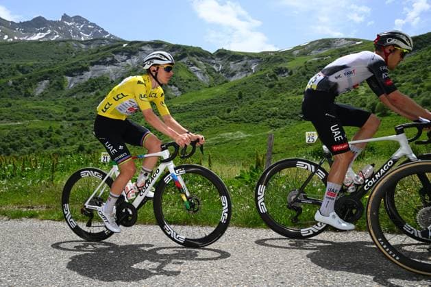 Criterium du Dauphine 2025 Stage 7 VALMEINIER 1800, FRANCE - JUNE 14 : Pogacar Tadej (SLO) of UAE Team Emirates during stage 7 of the 77th edition of Criterium du Dauphine Libere an UCI World Tour 2.UWT cycling road race stage for Men Elite of 131.6 km with start in Grand-Aigueblanche and finish in Valmeinier 1800 on June 14, 2025 in Valmeinier 1800, France, 14 06 2025 ( Motordriver Kenny Verfaillie - Valmeinier 1800 France  Copyright: xVincentxKalutx