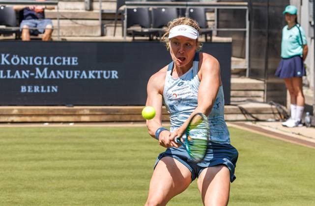 Berlin, 14 06 25, Tennis ecotrans Ladies Open Berlin at Steffi Graf Stadium Ladies, Singles, Krueger USA Friedsam Germany Anna Lena Friedsam Germany returns a ball Berlin Tennis Open by HYLO 2025