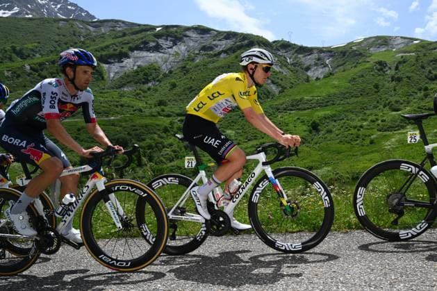 Criterium du Dauphine 2025 Stage 7 VALMEINIER 1800, FRANCE - JUNE 14 : Pogacar Tadej (SLO) of UAE Team Emirates - XRG during stage 7 of the 77th edition of Criterium du Dauphine Libere an UCI World Tour 2.UWT cycling road race stage for Men Elite of 131.6 km with start in Grand-Aigueblanche and finish in Valmeinier 1800 on June 14, 2025 in Valmeinier 1800, France, 14 06 2025 ( Motordriver Kenny Verfaillie - Valmeinier 1800 France  Copyright: xVincentxKalutx