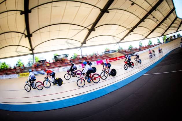 Erfurt , 140625 , German Championship Standing Derny Final in picture Derny Women Feature