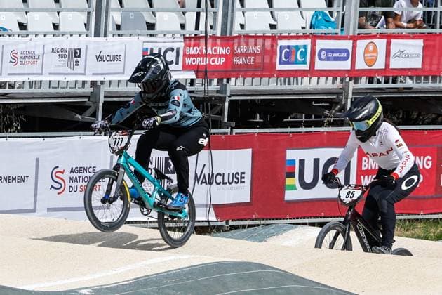 COUPE DU MONDE DE BMX 2025 MANCHE 1 PHOTOPQR LE DAUPHINE Christophe AGOSTINIS ; Sarrians ; 14 06 2025 ; Sarrians le 14 juin 2025. Coupe du Monde de BMX 2025. Manche 1. Elite Camille Maire. Photo Christophe Agostinis Le Dauphiné Libéré Sarrians on June 14, 2025. 2025 BMX World Cup. Round 1. Sarrians Vaucluse Provence-Alpes-Côte d Azur France  Copyright: xPHOTOPQR LExDAUPHINE MAXPPPxChristophexAGOSTINISx 20250614JDL9607 20250614JDL9607
