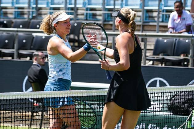 Anna Lena Friedsam GER and Ashlyn Krueger USA, Berlin Tennis Open by HYLO 2025, Berlin, LTTC Rot Weiß , 14 06 2025, Copyright: xClaudioxGärtnerx